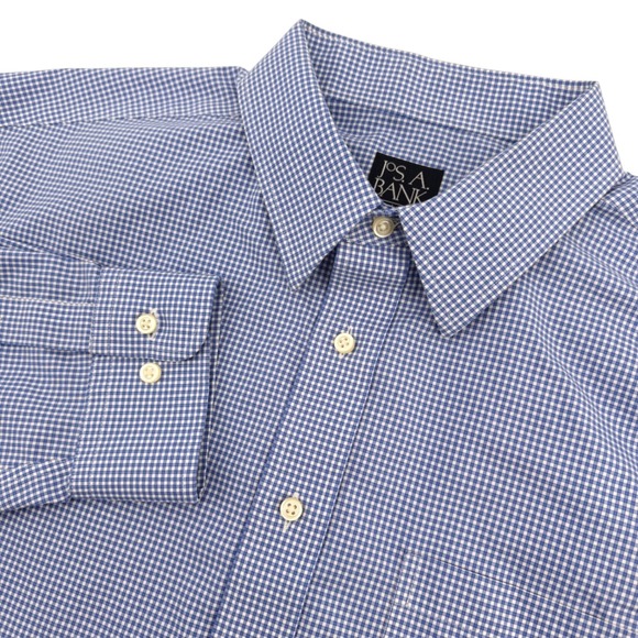 Jos. A. Bank Other - Jos. A. Bank Dress Shirt Men XL Blue Gingham Plaid Traveler Casual Workwear